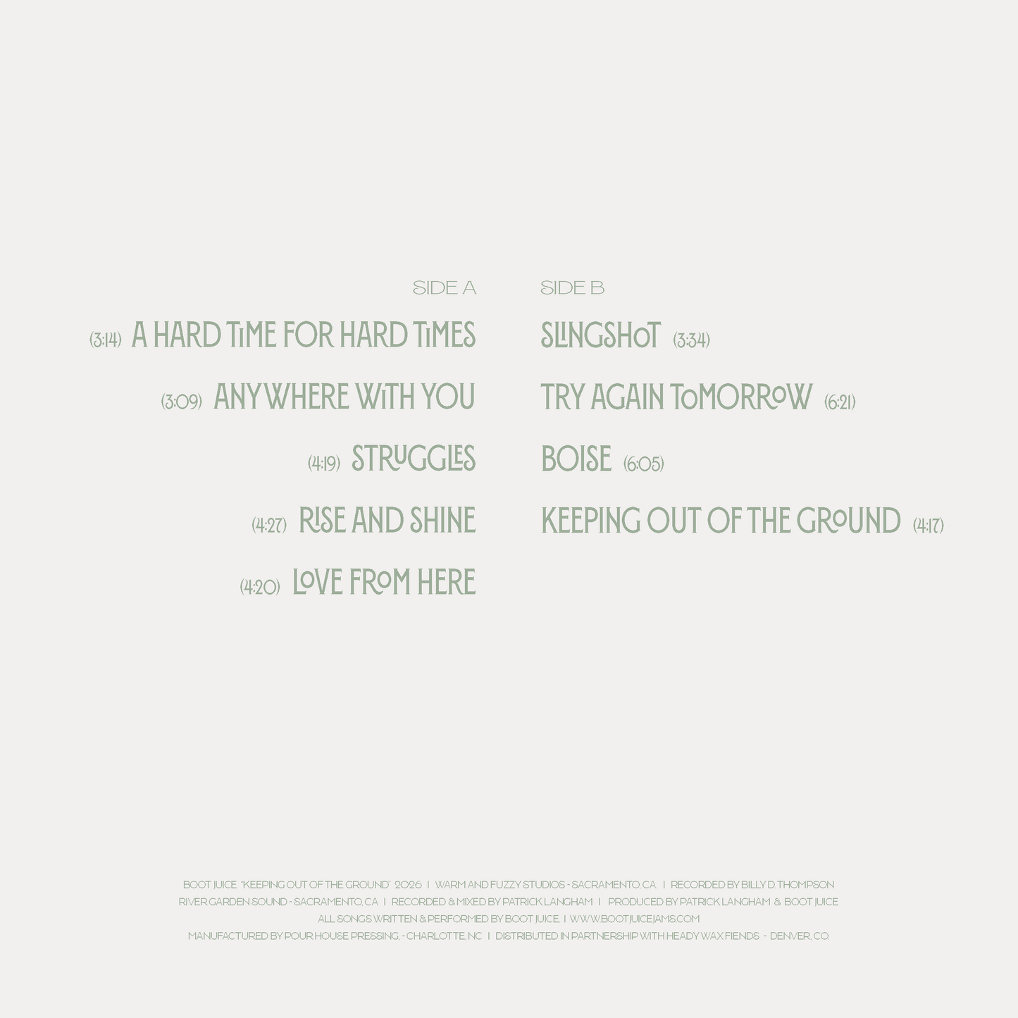 "Keeping Out of the Ground" Vinyl